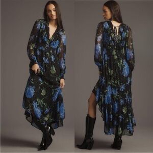 Anthropologie The Odetta Ruffle Long Sleeve Dress